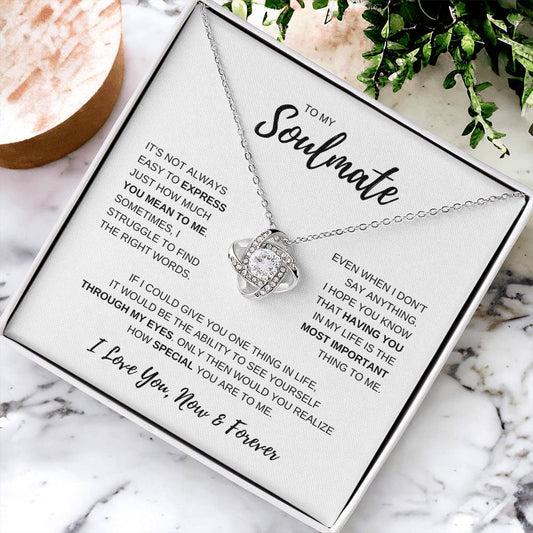 To My Soulmate | Birthday Gift For Her | Wife | Girlfriend | Fiancee | Anniversary Gift | Love Knot Necklace