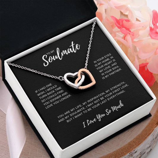 To My Soulmate | Birthday Gift For Her | Wife | Girlfriend | Fiancee | Anniversary Gift | Interlocking Hearts Necklace