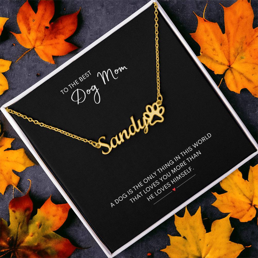 The Best Dog Mom Custom Name Necklace With Message Card