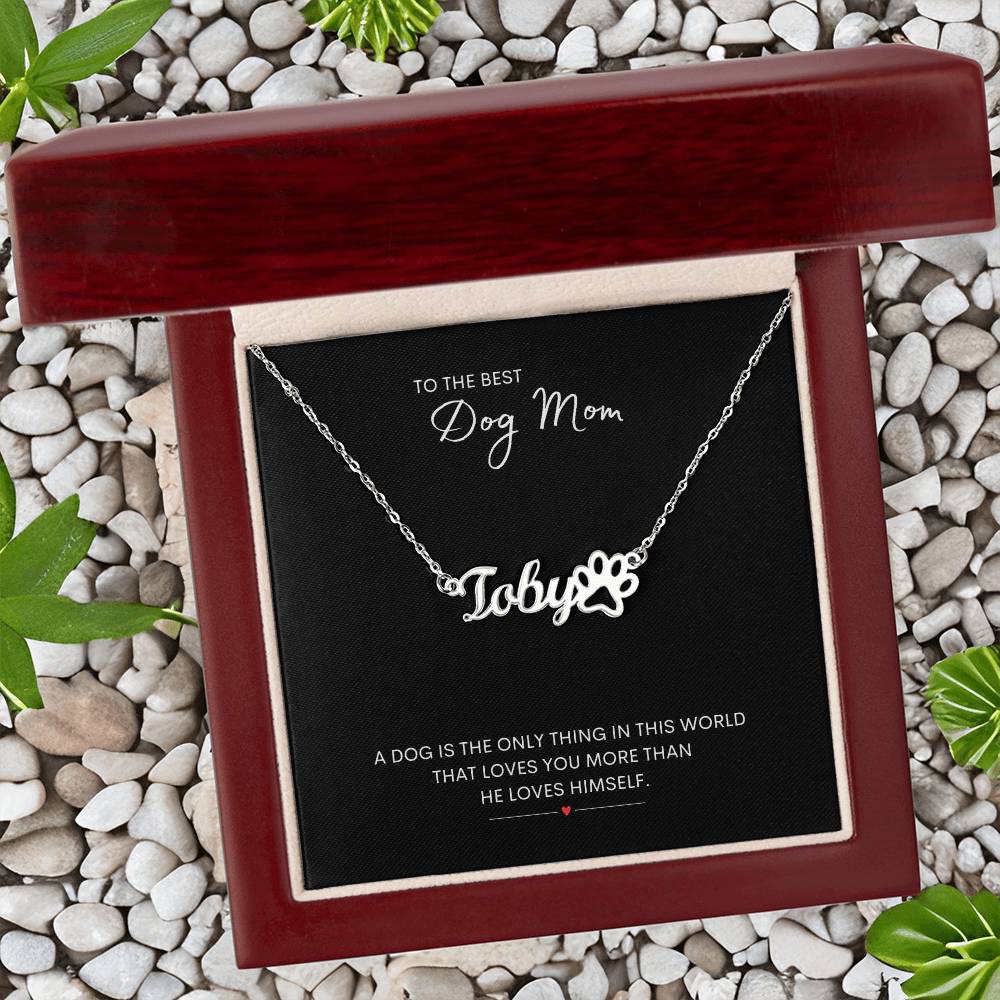 The Best Dog Mom Custom Name Necklace With Message Card