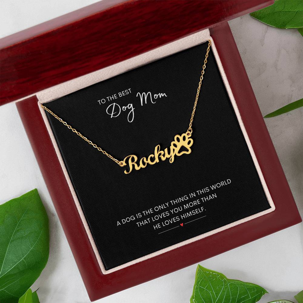 The Best Dog Mom Custom Name Necklace With Message Card