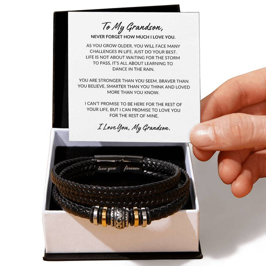 To My Grandson | I Love You Bracelet for Boys and Men | Grandson Gift from Grandma, Grandpa | Christmas Gift | Graduation Gift | Birthday Gift for Him